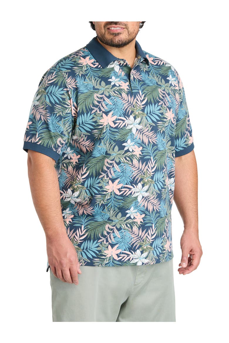 Big & Tall Tropical Print Polo Shirt, Main, color, BIG DIPPER