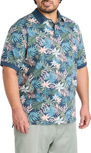 Harbor Bay by DXL Big & Tall Tropical Print Polo Shirt