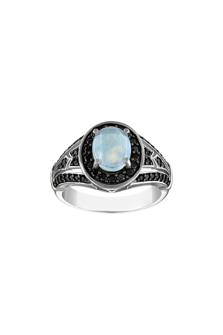 Sterling Silver Opal & Black Spinel Stone Ring, Main, color, WHITE