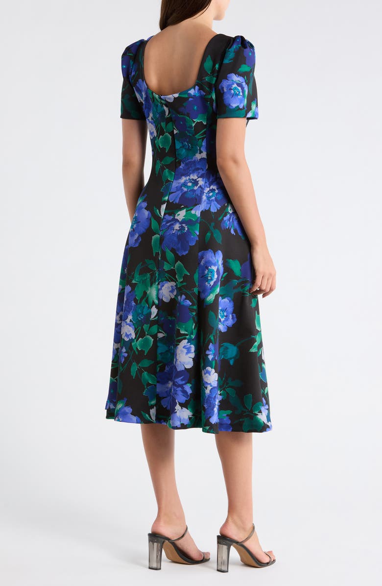 Julia Jordan Floral Short Sleeve A-Line Midi Dress, Alternate, color, Blue/ Green