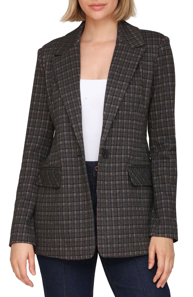 Bagatelle Tailored One-Button Blazer, Alternate, color, Blue-Grey
