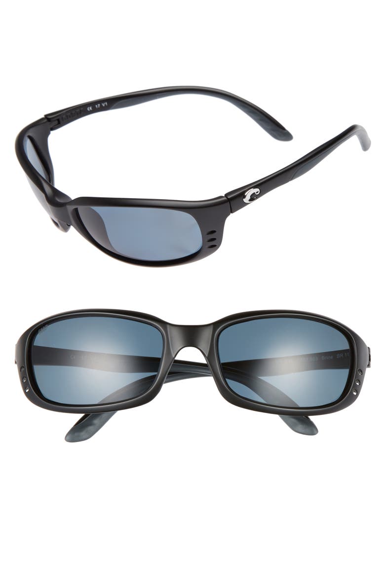 Brine Polarized 60mm Sunglasses, Main, color, MATTE BLACK/ GREY