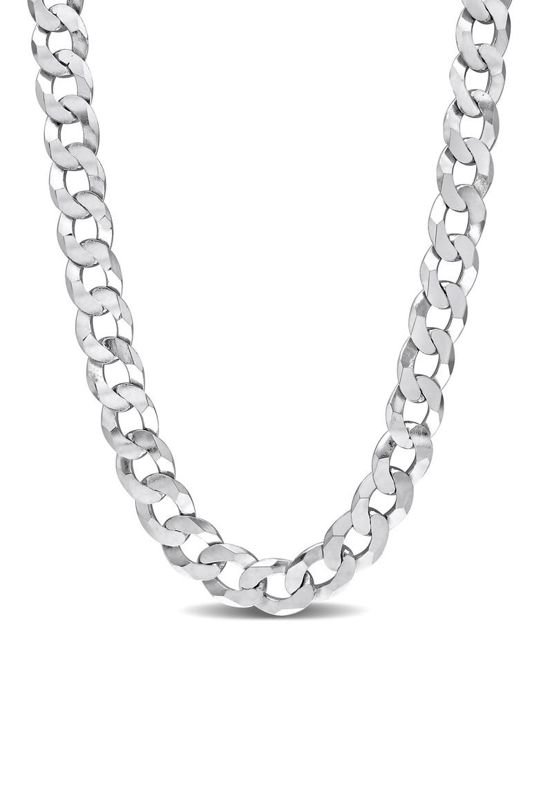 Sterling Silver Curb Link Chain Necklace, Main, color, WHITE