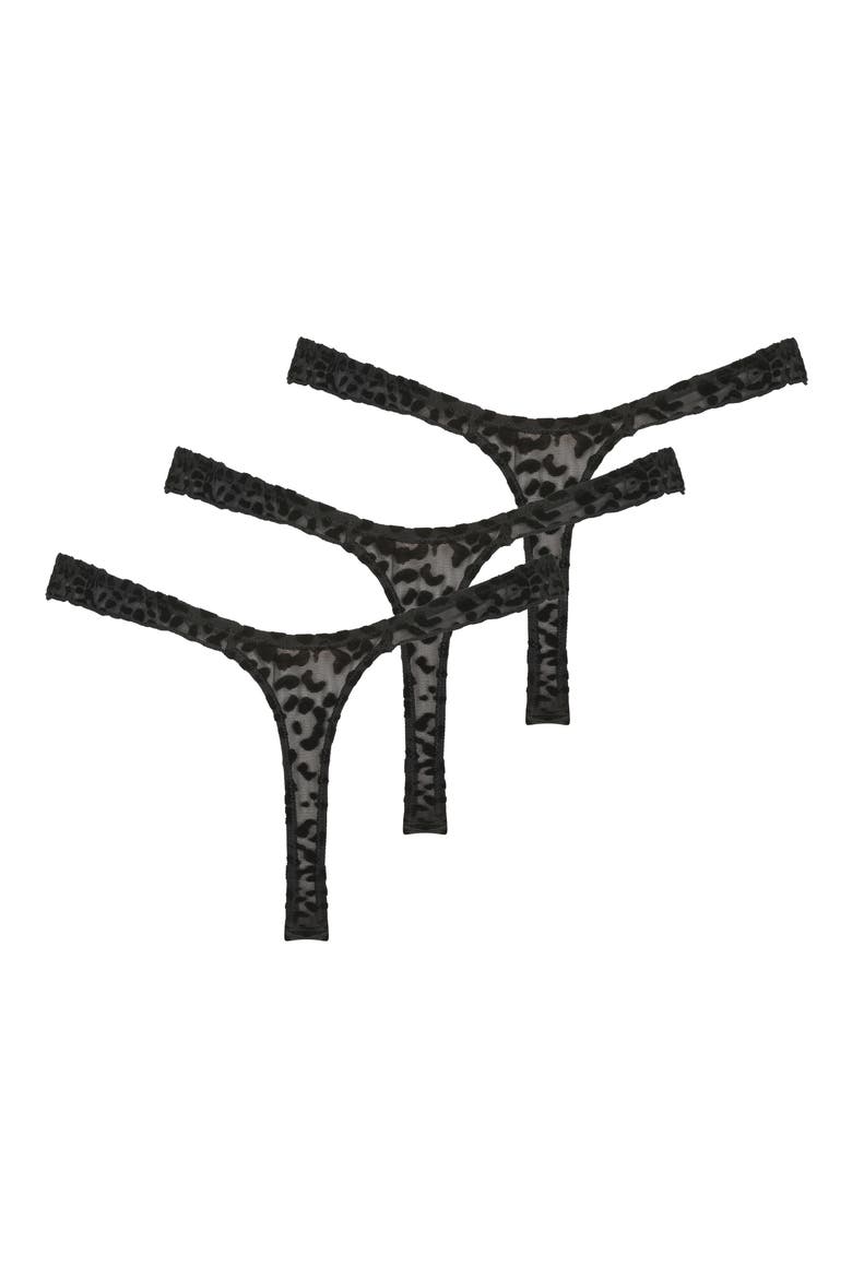 Fenna 3-Pack Mesh G-String Thongs, Alternate, color, CAVIAR