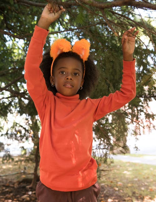 Leveret Kids Turtleneck, 100% Cotton, Solid Colors In Orange