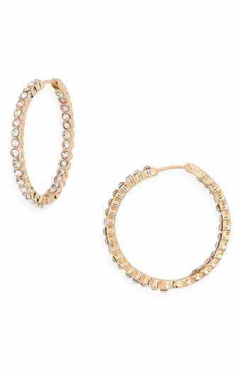 NORDSTROM RACK Crystal Medium Inside Out Hoop Earrings