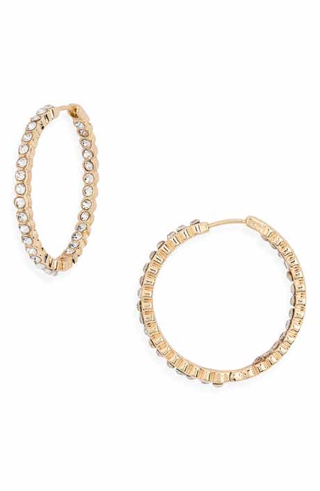 NORDSTROM RACK Crystal Medium Inside Out Hoop Earrings