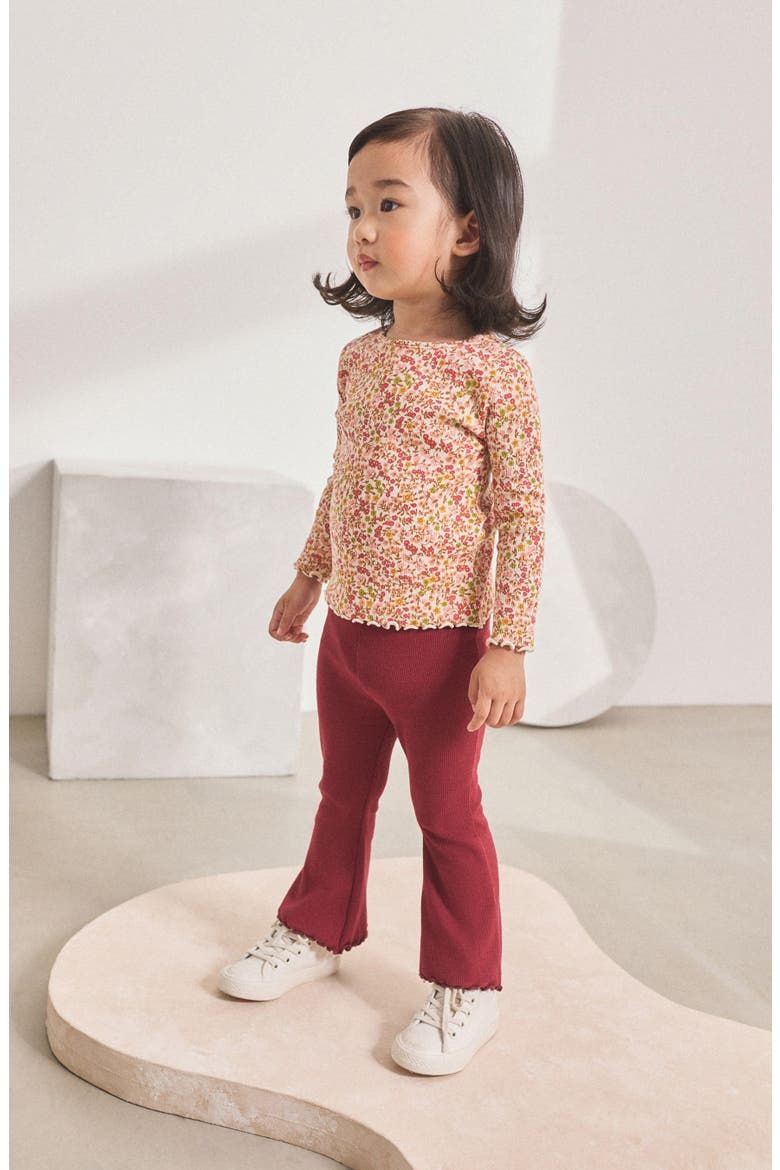 Kids' Lettuce Hem Flare Leg Leggings, Alternate, color, RED