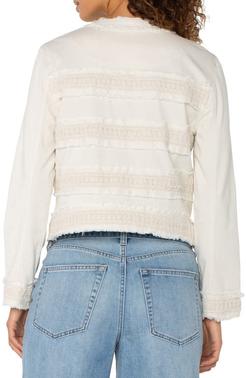 Shop Liverpool Los Angeles Frayed & Lace Jacket In Bone