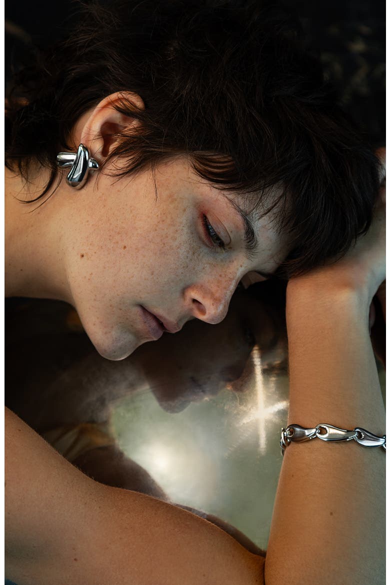 Bond Sculpture Silver Earrings, Alternate, color, Silver