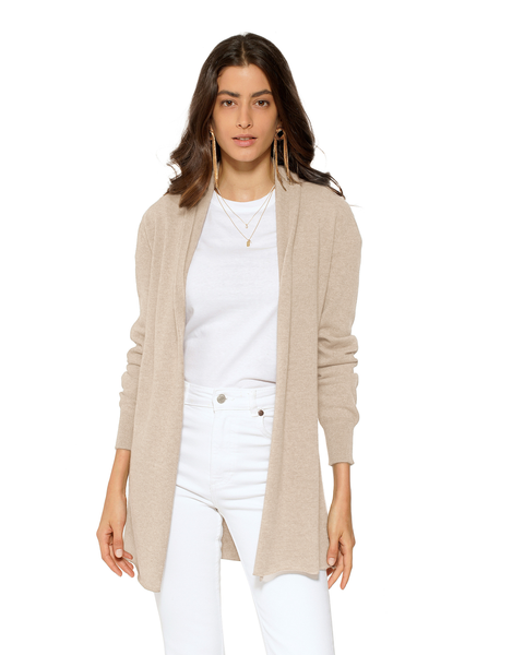 Long Open Front Pure Cashmere Cardigan