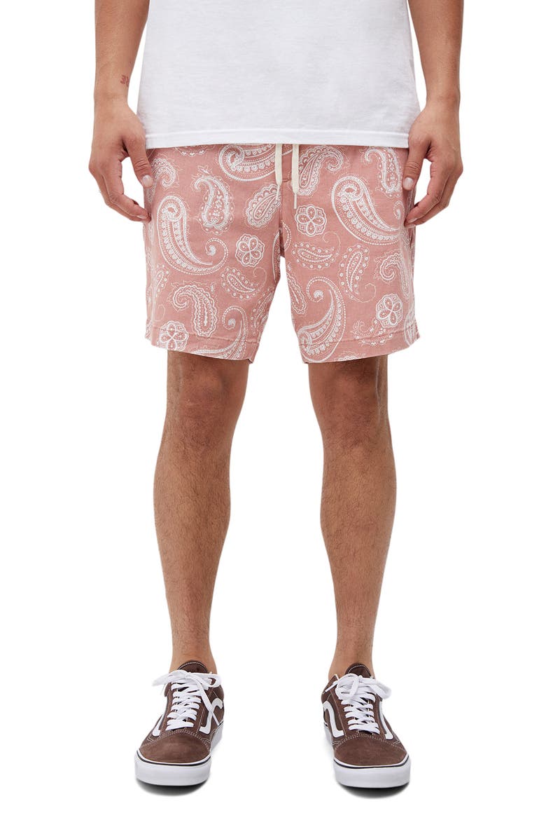 Reed Paisley Twill Swim Trunks, Main, color, PINK