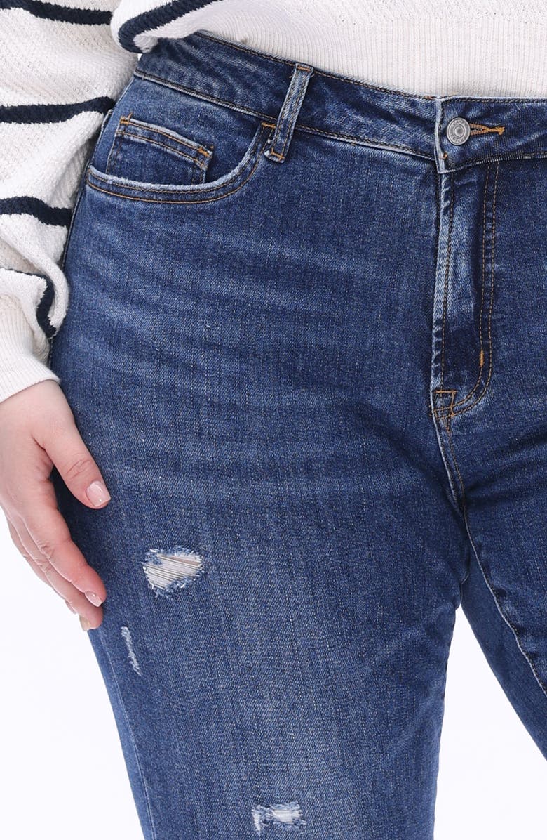 Bayeas High Waist Distressed Straight Leg Jeans, Alternate, color, Dark Blue