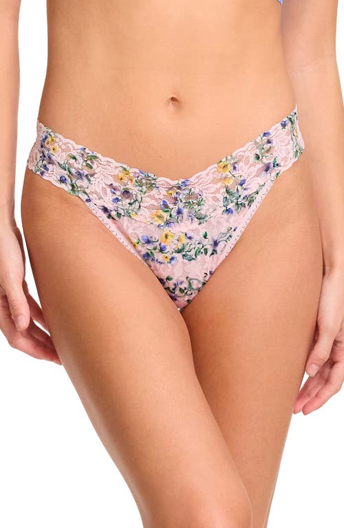 Hanky Panky Printed Signature Lace Original Rise Thong In Heirloom Pink