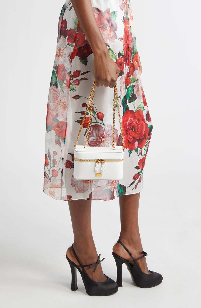 Dolce&Gabbana Sicily Leather Vanity Case Crossbody Bag, Alternate, color, Bianco Ottico