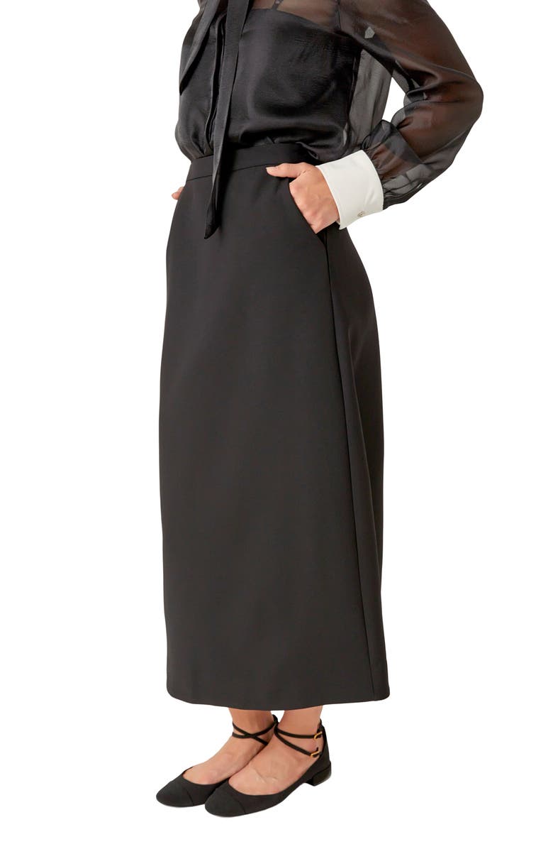 English Factory A-Line Midi Skirt, Alternate, color, Black