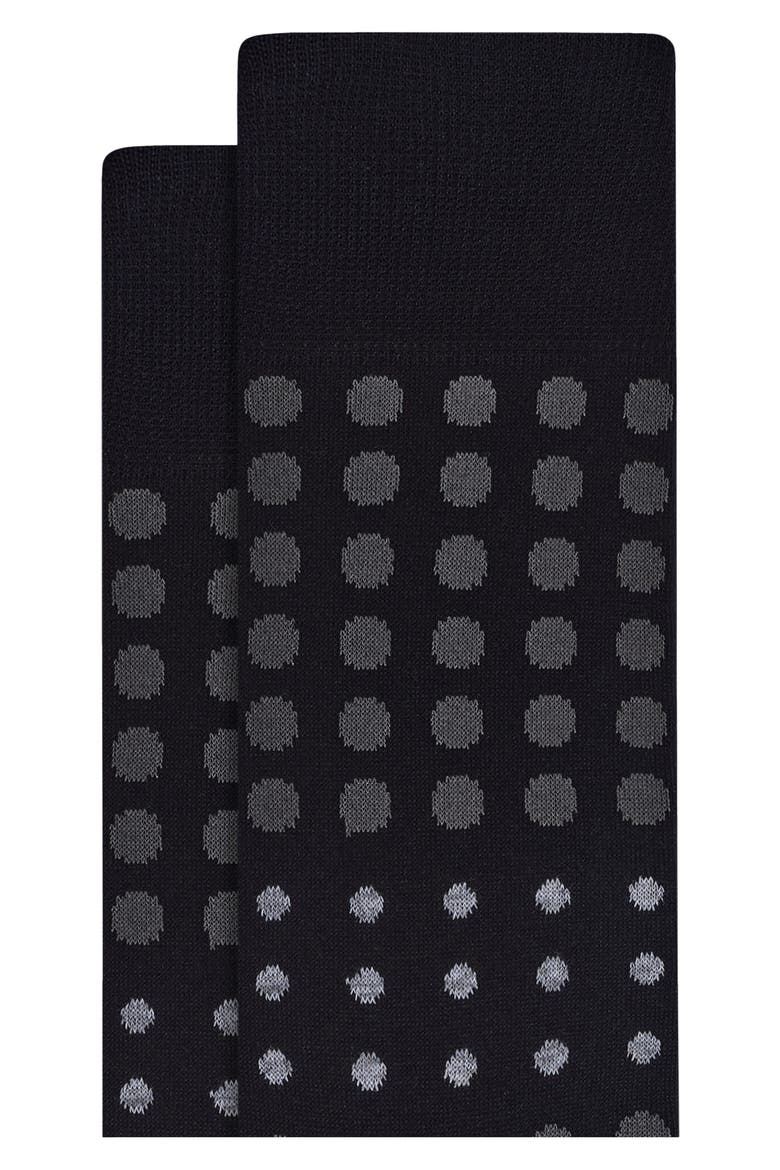Polka Dot Mercerized Cotton Blend Dress Socks, Alternate, color, BLACK