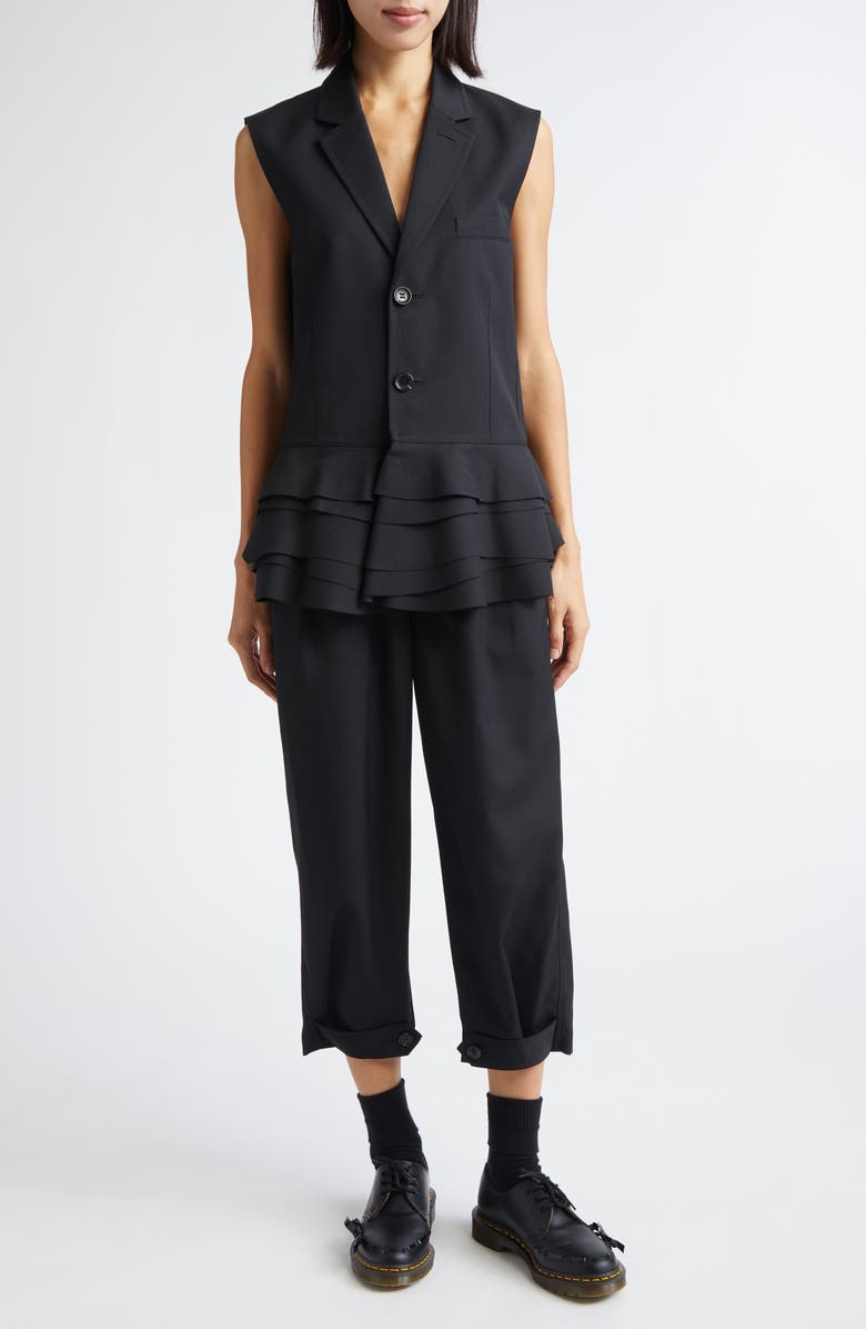 Tao Comme des Garçons Yarn Dyed Gabardine Vest, Alternate, color, Black