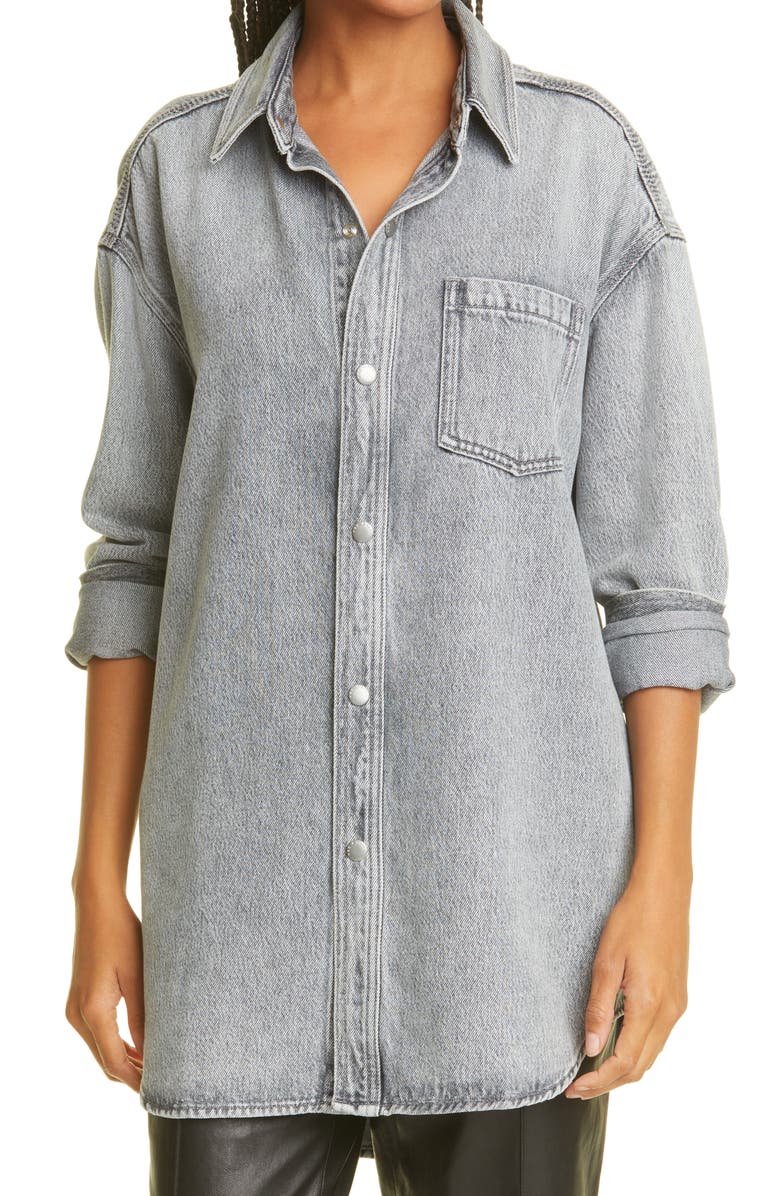rag & bone Oversize Snap Front Denim Shirt, Main, color, 