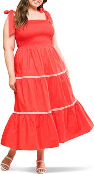 FLYING TOMATO Cotton Poplin Tie Strap Sundress