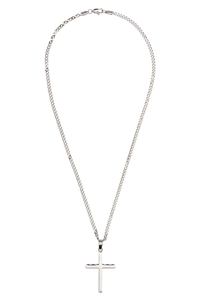 Men's Waterproof Edge Cross Pendant Necklace, Alternate, color, BLACK- STAINLESS