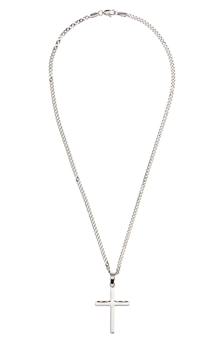 NORDSTROM RACK Men's Waterproof Edge Cross Pendant Necklace, Alternate, color, Black- Stainless