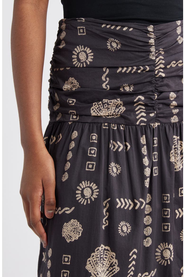 Agatha Floral Tiered Cotton Maxi Skirt, Alternate, color, BEACH SHELLS