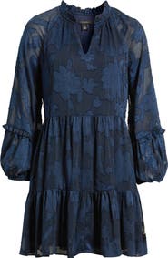 Halogen® Long Sleeve Floral Tiered Dress