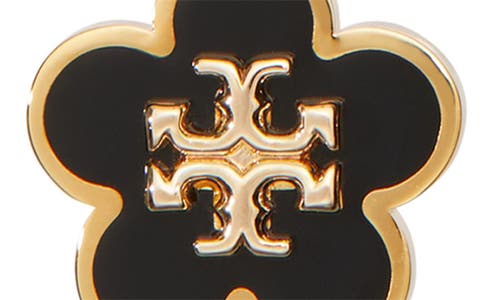 Tory Burch Two-tone Metal And Enamel Kira Earrings In Black