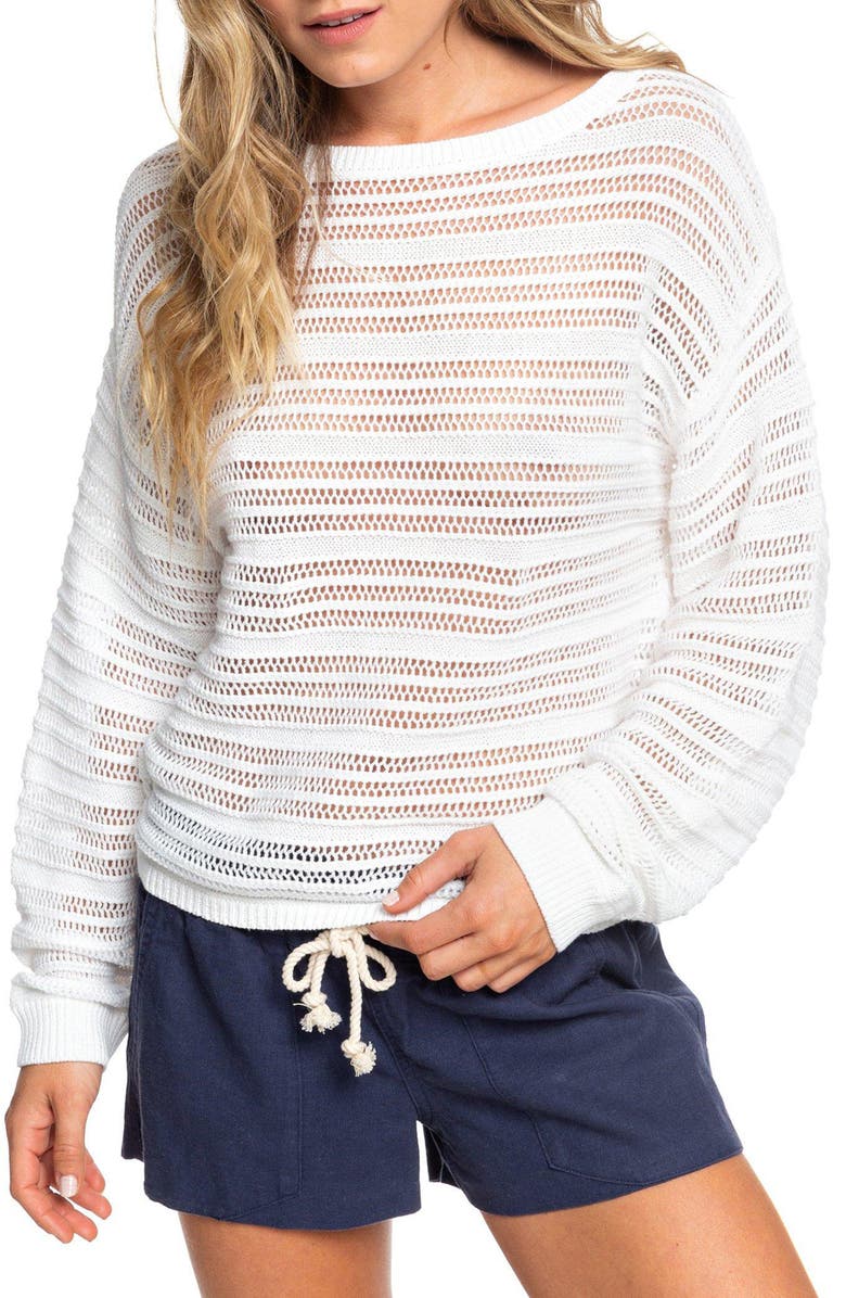 Roxy Sweet Amore Open Stripe Sweater, Main, color, 