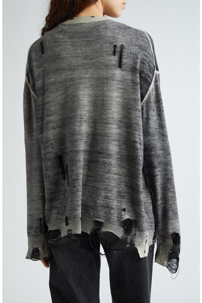 Destroyed Oversize Merino Wool Cardigan, Alternate, color, DISTRESSED BLACK