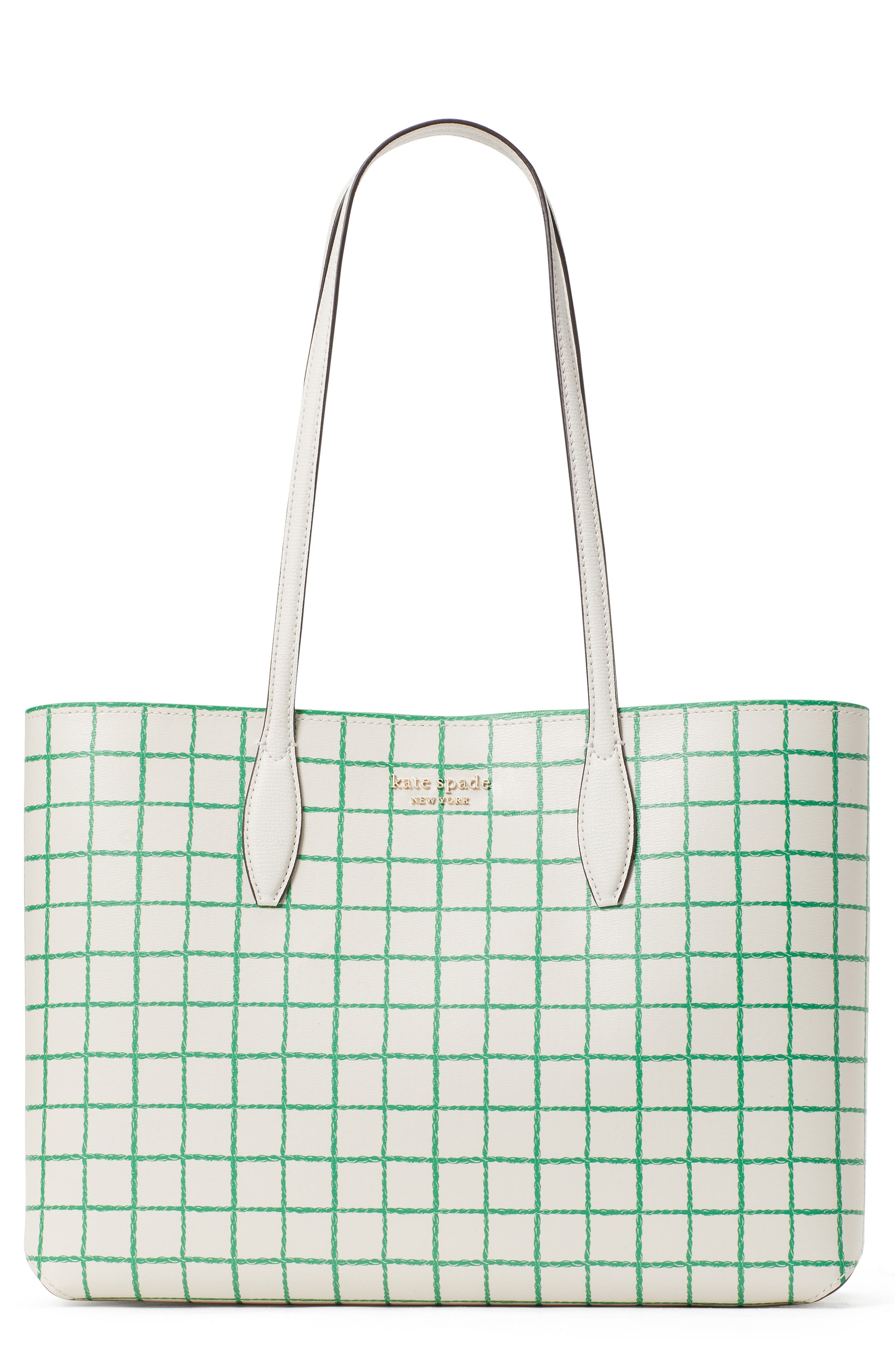 Kate Spade New York all day tennis check tote, Main, color, 