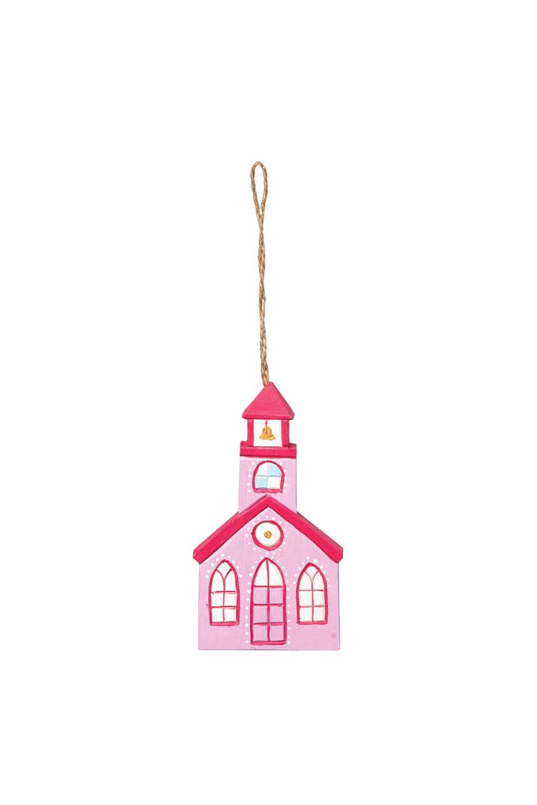 Pink Church Christmas Tree Ornament, Main, color, Pink