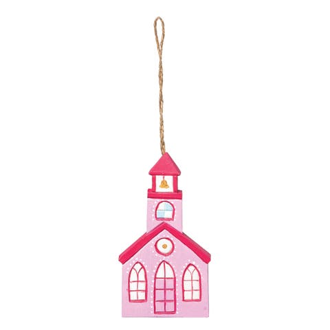 Pink Church Christmas Tree Ornament