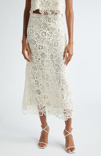 A.l.c Shay Lace Midi Skirt In Warm White In Warm White