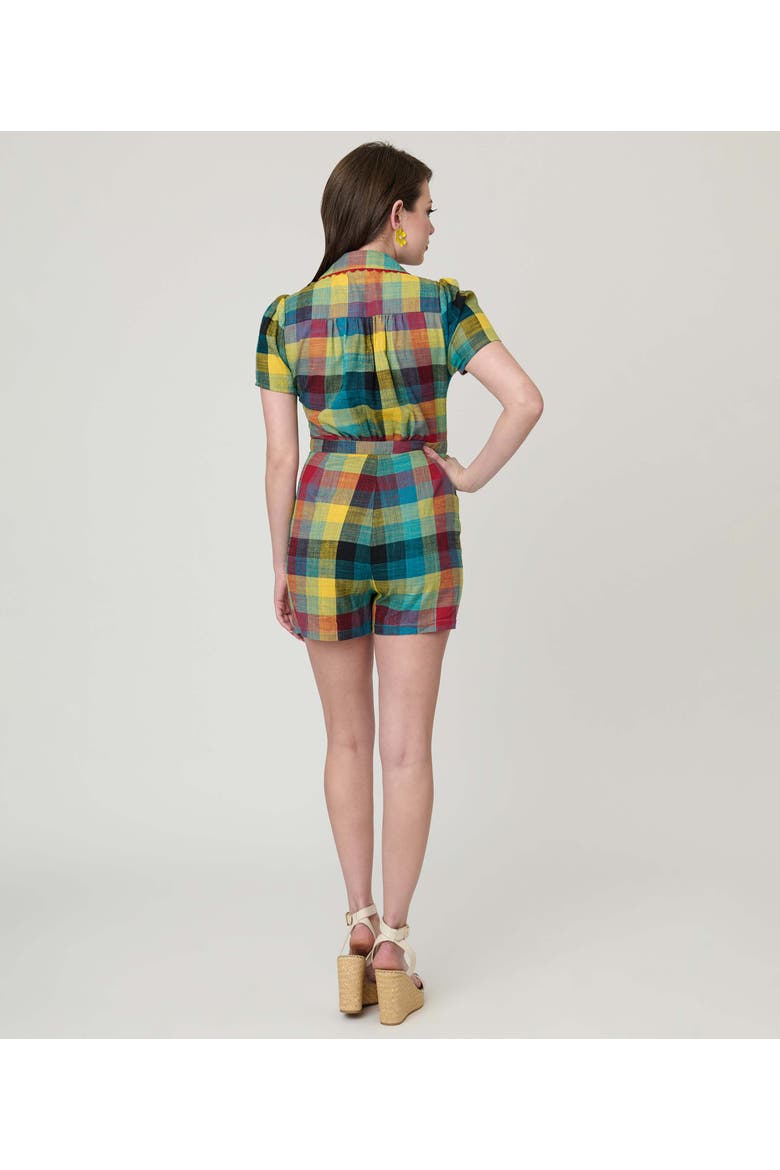 Button Front Romper, Alternate, color, Madras Plaid Print