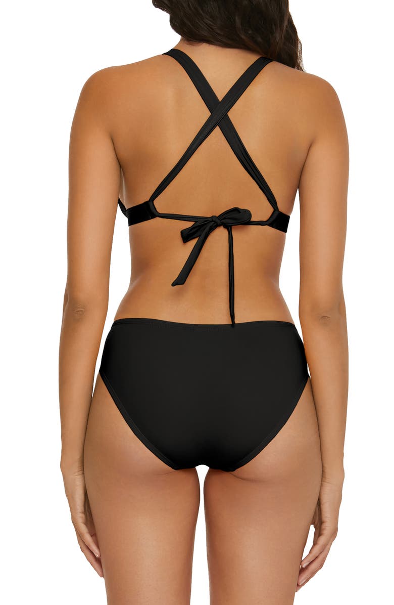 BCA by Rebecca Virtue Shirred Halter Bikini Top, Alternate, color, Black