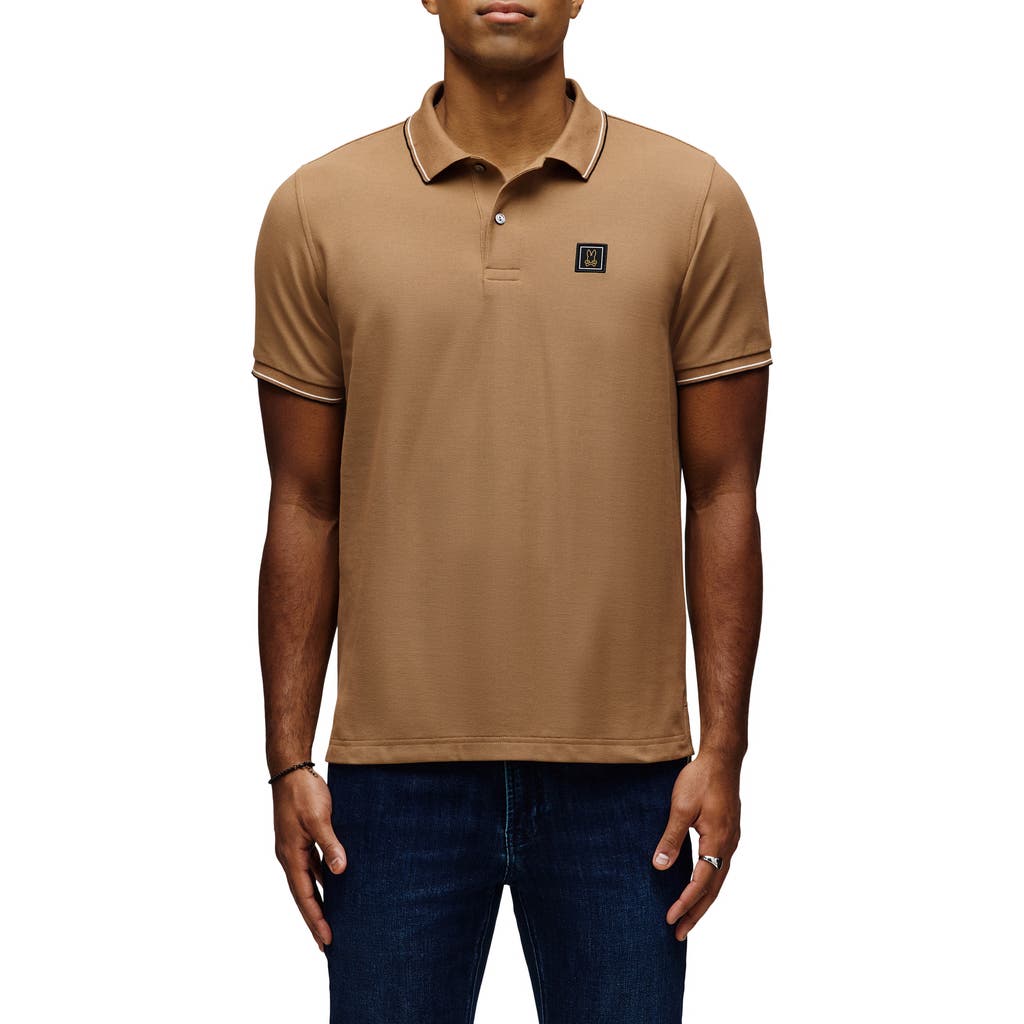 Psycho Bunny Joseph Tipped Pima Cotton Piqué Polo In Brown