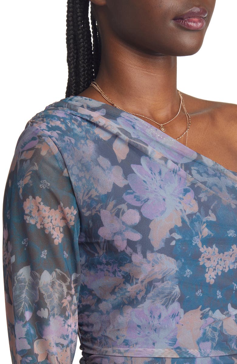 Free People Chloe One-Shoulder Long Sleeve Minidress, Alternate, color, 