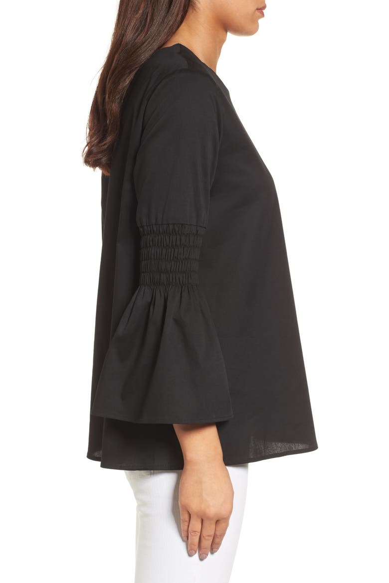 Bow Back Bell Sleeve Top, Alternate, color, BLACK