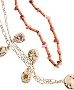 MANGO Set of 2 Medallion & Semi-Precious Stone Necklaces