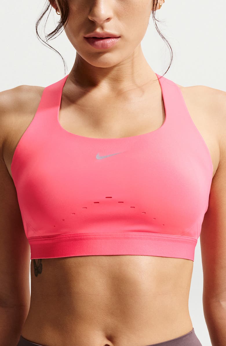Nike Swift Dri-FIT High Support Sports Bra, Main, color, Sea Coral/Silver