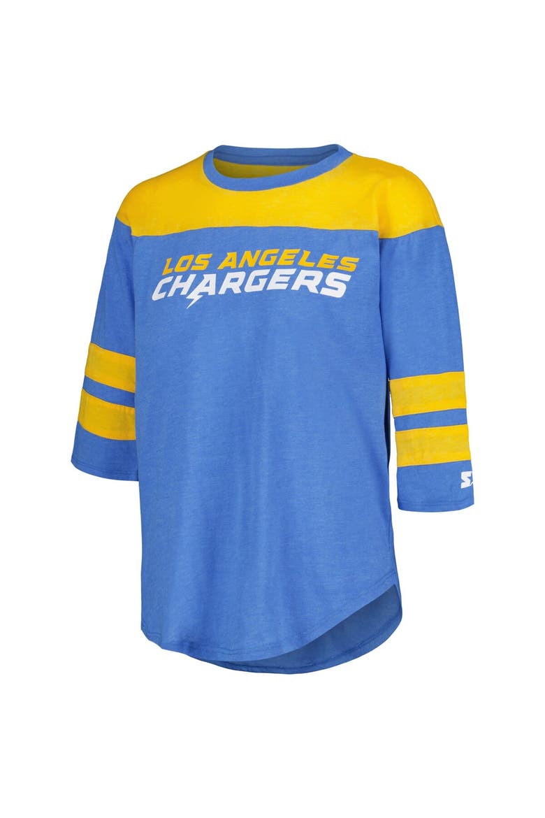 Women's Starter Powder Blue Los Angeles Chargers Fullback Tri-Blend 3/4-Sleeve T-Shirt, Alternate, color, Powder Blue