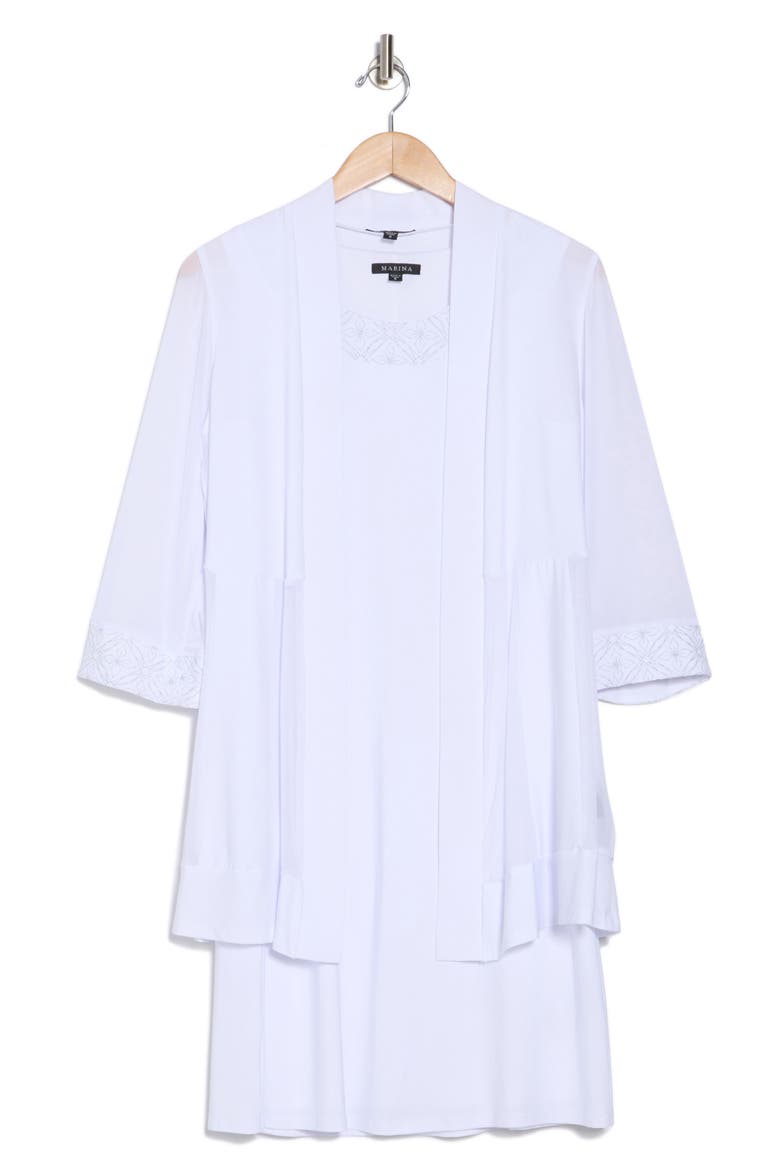 Embellished Shift Dress with Jacket, Alternate, color, WHITE