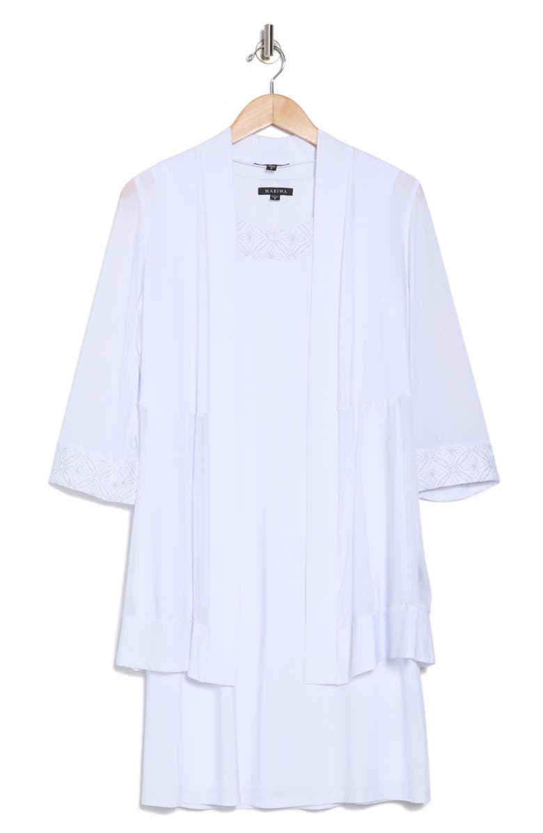 Marina Embellished Shift Dress with Jacket, Alternate, color, White