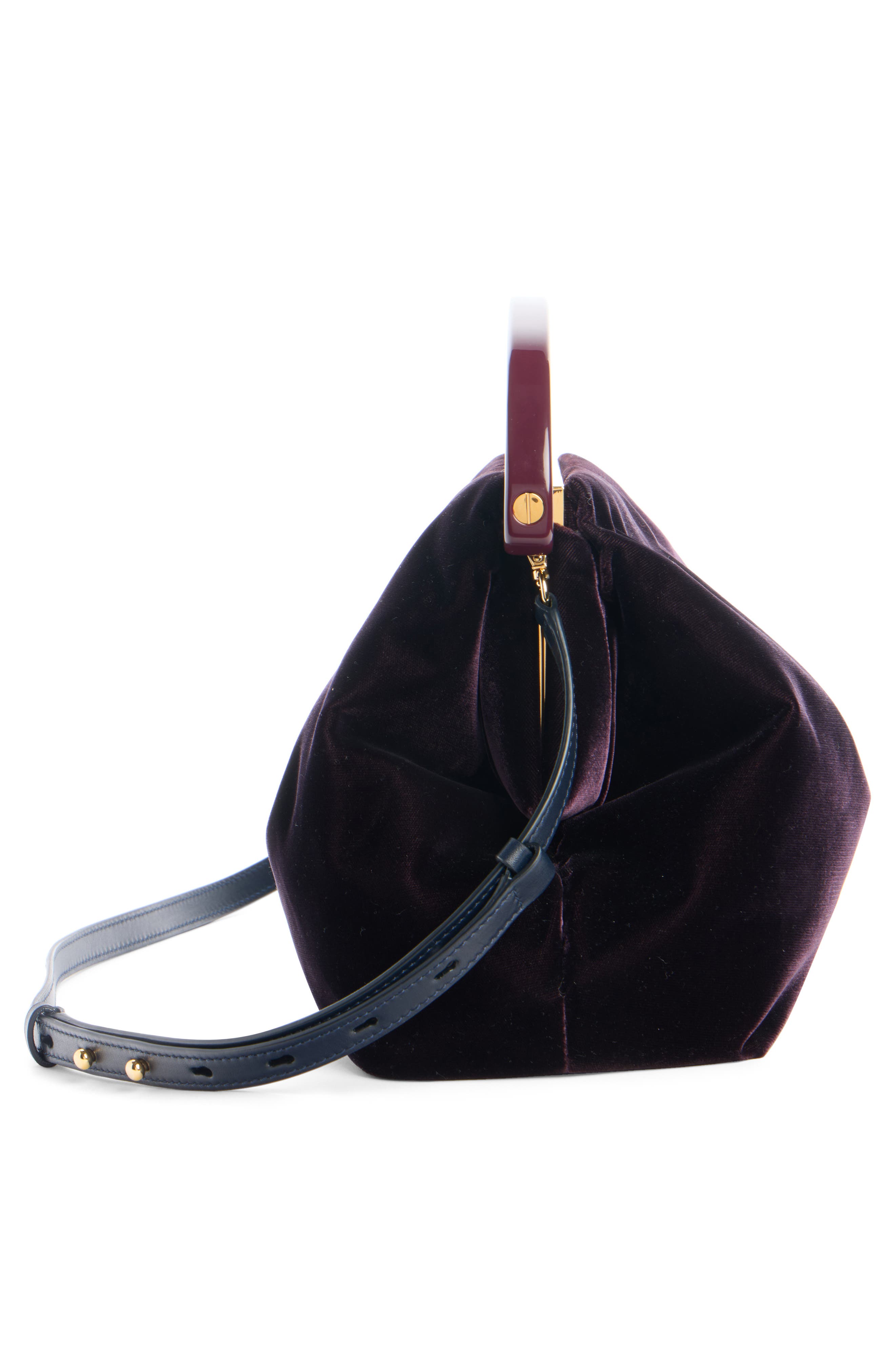 Dries Van Noten Folded Velvet Top Handle Bag, Alternate, color, Dark Purple 402
