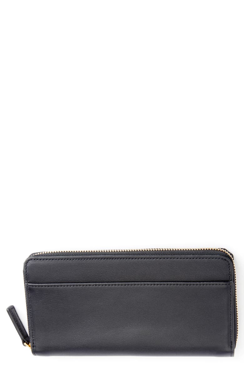 ROYCE New York Personalized Continental RFID Leather Zip Wallet, Main, color, Black - Deboss