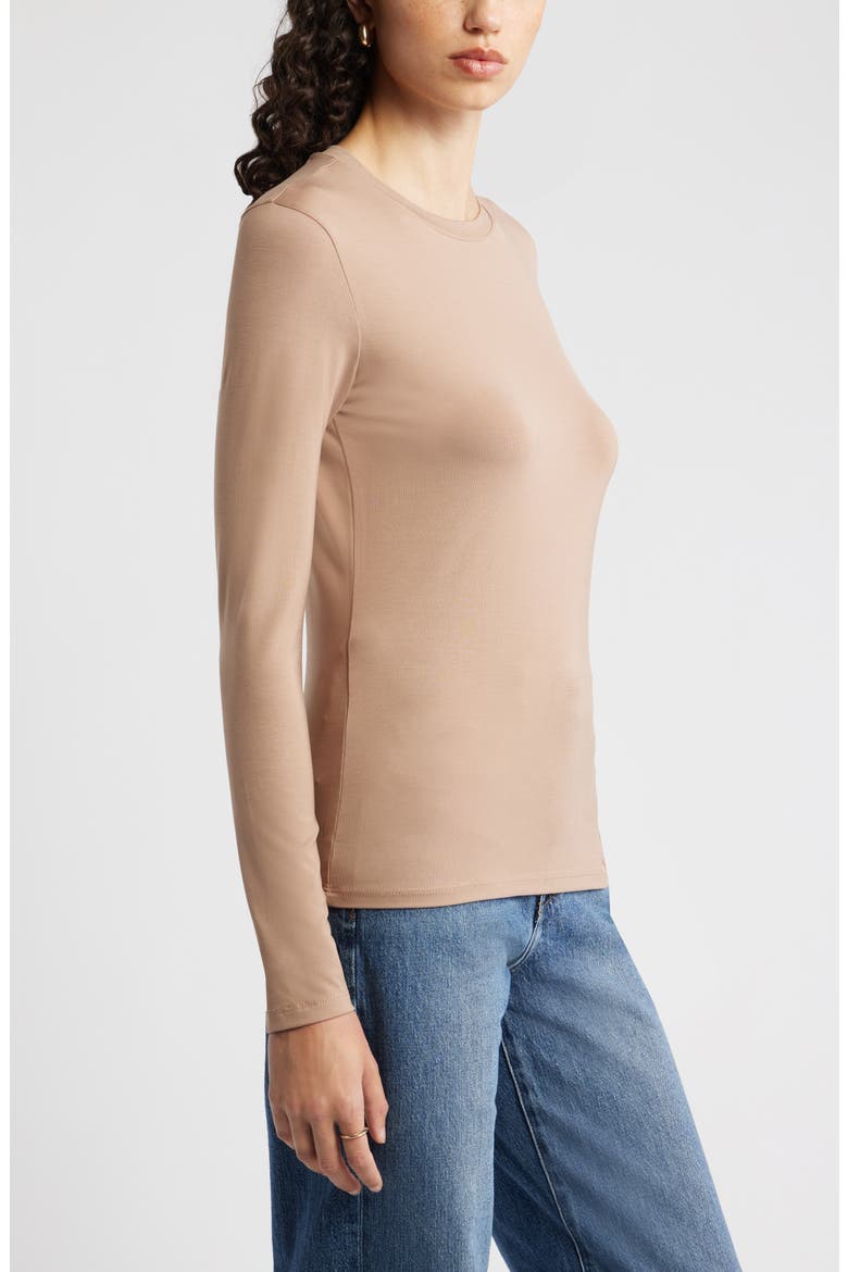 Long Sleeve Crewneck T-Shirt, Alternate, color, TAN PORTABELLA