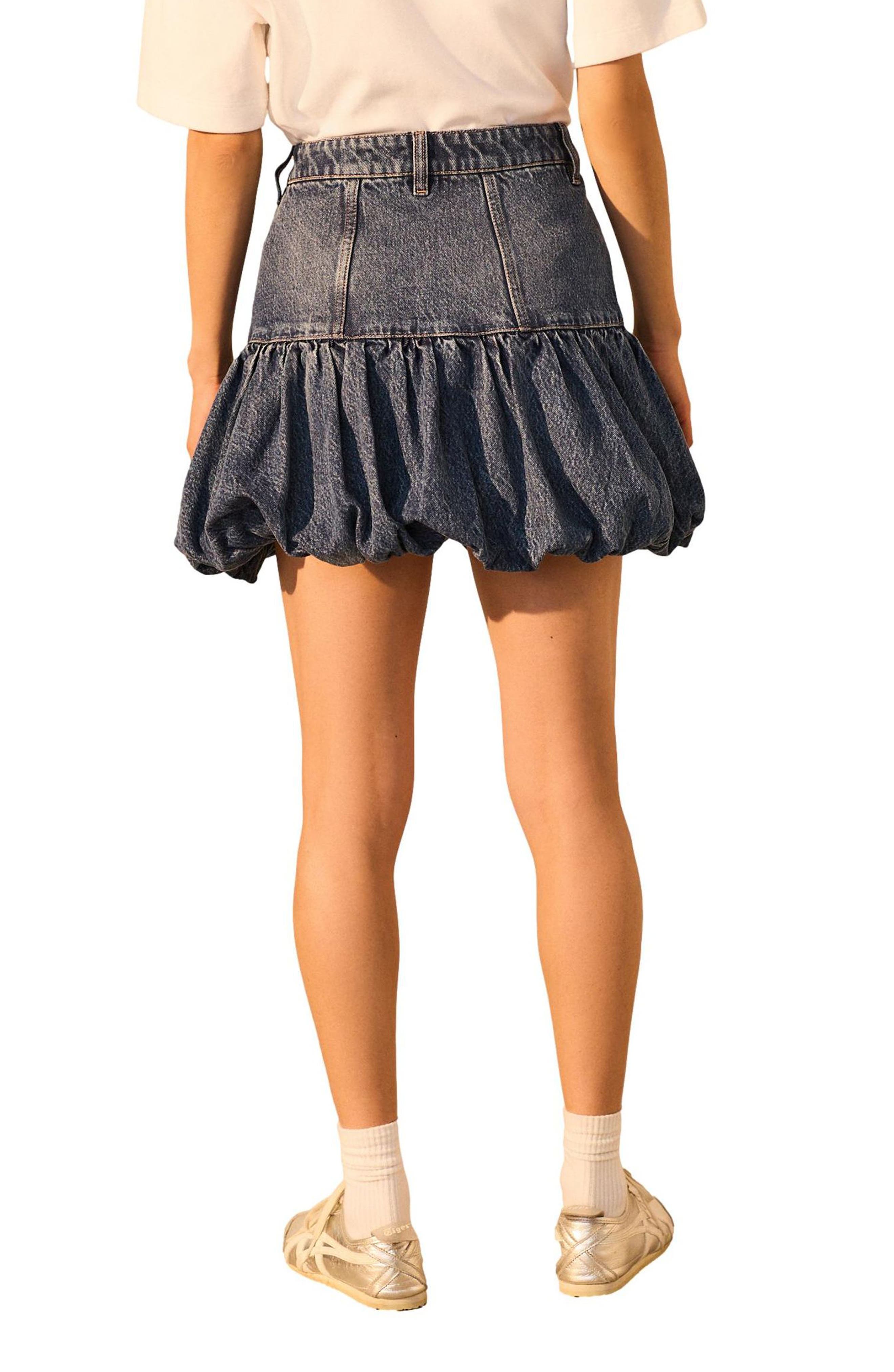 Puffball Denim Miniskirt - image 2