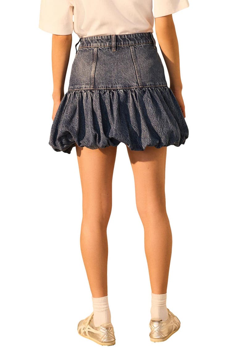 Puffball Denim Miniskirt, Alternate, color, BLUE